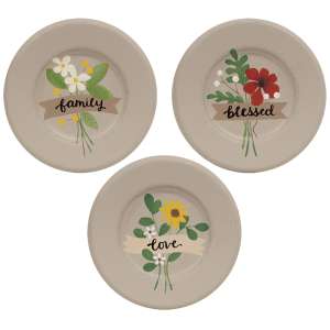 Love, Family, Blessed Flower Plate, 3 Asstd. #35790