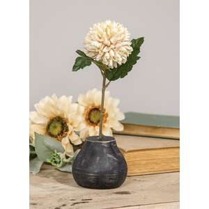 Distressed Black Wood Round Flower Holder