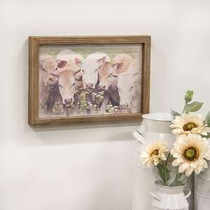 Gathered Cows Framed Print, Wood Frame