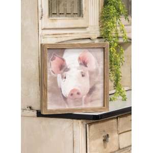 Pig Portrait Framed Print, Wood Frame #36004