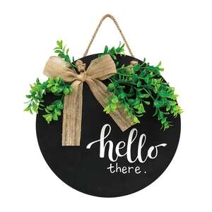 Hello There Round Sign w/Greenery