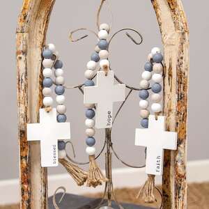 Hope, Blessed, Faith Beaded Cross Hanger, 3 Asstd.