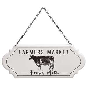 Farmers Market Fresh Milk Metal Hanging Sign