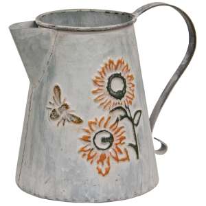 Washed Metal Sunflower & Bee Watering Can #70108