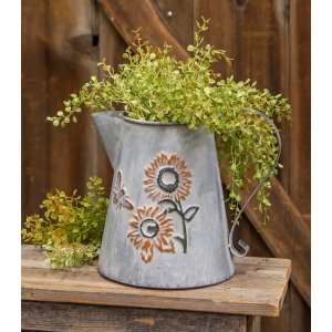 Washed Metal Sunflower & Bee Watering Can #70108