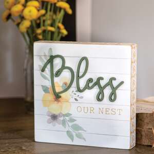 Bless Our Nest Pattern Side Box Sign;