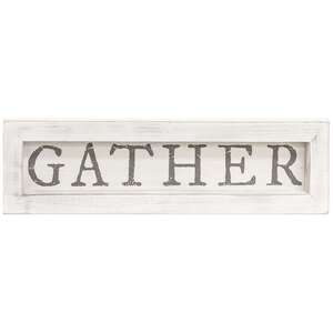 Gather White Framed Sign