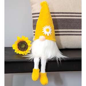 Fuzzy Yellow Flower Gnome w/Dangle Legs ADC3025;