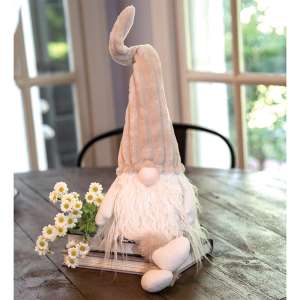 Dangle Leg Plush Beige Gnome w/Ribbed Hat ADC3049