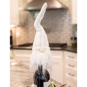 Bottle Topper Plush Ivory Gnome w/Ribbed Hat ADC3050;