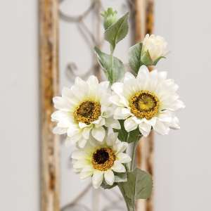 Sunflower Blooms Spray, White 18133