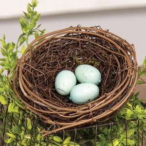 Twig & Vine Bird Nest w/Blue Eggs, 5.5" 18145;