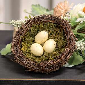 Vine & Moss Bird Nest w/Cream Eggs, 5.5" 18146