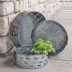 Olive Bucket Metal Trays, 3/Set 28088;