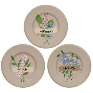 Faith Pray Grace Flower Plates, 3 Asstd. #35779