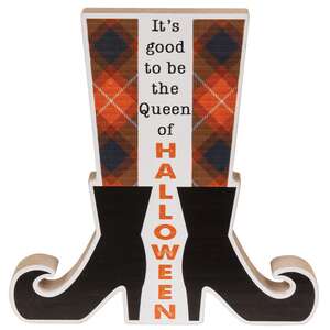 Queen of Halloween Witch Boots Shelf Sitter