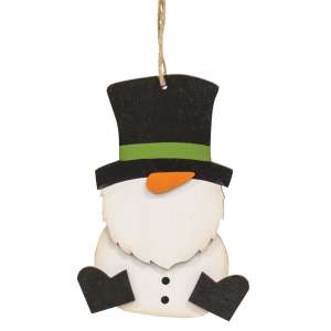 Wooden Snowman Gnome Ornament #36436