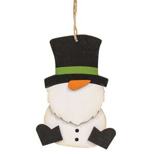 Wooden Snowman Gnome Ornament