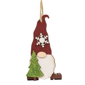 Wooden Christmas Tree Gnome Ornament #36437