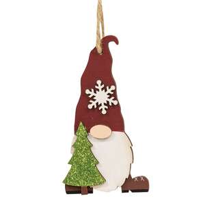 Wooden Christmas Tree Gnome Ornament