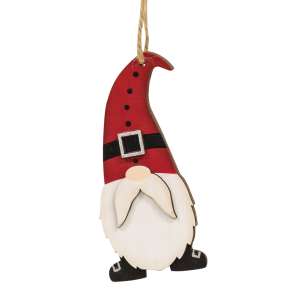 Wooden Santa Gnome Ornament #36438