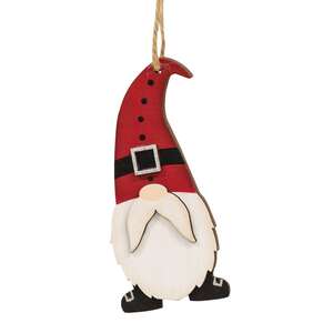 Wooden Santa Gnome Ornament