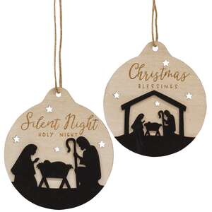 Christmas Blessings Silhouette Bulb Ornament, 2 Asstd.