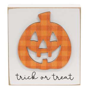 Trick or Treat Plaid Jack O'Lantern Block #36572