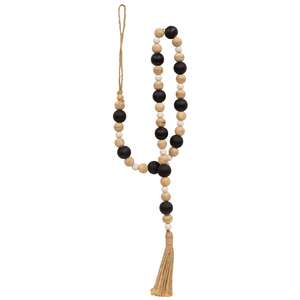 Black, Natural, White Wooden Bead Garland, 34"L