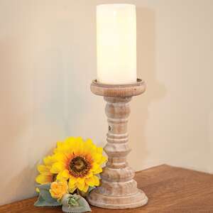 Tall Distressed White Wood Pillar, 9.5" 60410