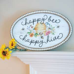 Happy Bee Happy Hive Beaded Sign;