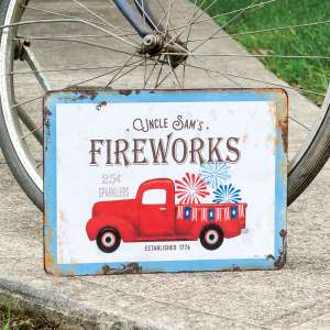 Uncle Sam's Fireworks Truck Rustic Metal Sign 65211