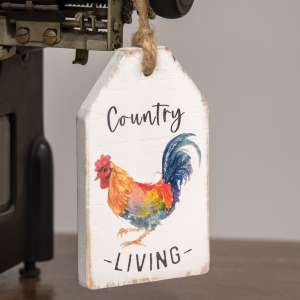 Country Living Rooster Wood Tag 65213