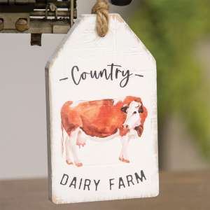 Country Dairy Farm Cow Wood Tag 65214