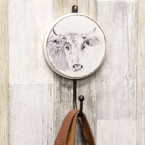 Wooden Farmhouse Cow Wall Hook 65219;