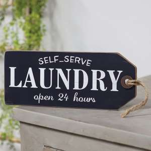Self Serve Laundry Open 24 Hours Wood Tag 65253