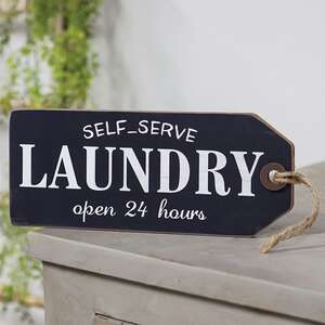 Self Serve Laundry Open 24 Hours Wood Tag 65253;
