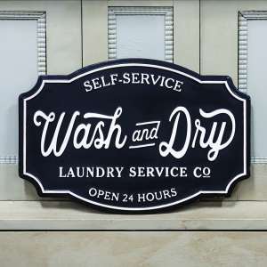 Self Service Wash and Dry Laundry Farmhouse Metal Sign 65254