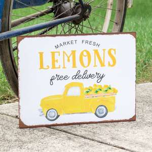 Market Fresh Lemons Truck Distressed Metal Sign 65262
