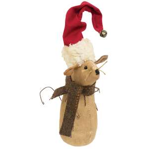 Stuffed Primitive Mouse in Santa Hat