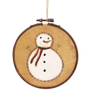 Teastained Primitive Snowman Stitchery