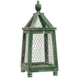 Distressed Green Chicken Wire Birdcage Lantern