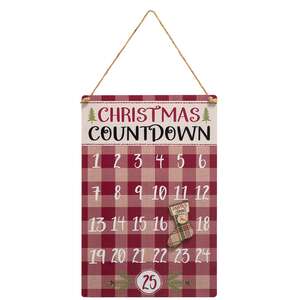 Buffalo Check Metal Christmas Countdown Calendar
