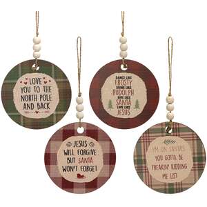 Love You to the North Pole and Back Beaded Ornament, 4 Asstd.