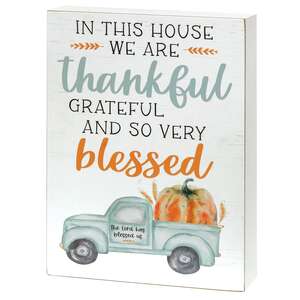 In This House We Are Thankful Pumpkin Truck Box Sign