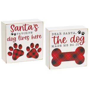 Santa's Favorite Dog Box Sign, 2 Asstd.