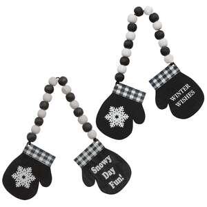 Winter Wishes Beaded Hanging Mittens, 2 Asstd.