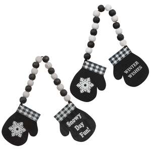 Winter Wishes Beaded Hanging Mittens, 2 Asstd. #36211