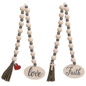 Faith or Love Beaded Garland With Cross Charm, 2 Asstd.