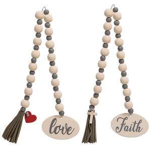 Faith or Love Beaded Garland With Cross Charm, 2 Asstd. #36227